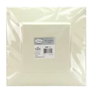 Squares - Cream 9.5" Square Plastic Dinner Plates (Case Qty: 120)