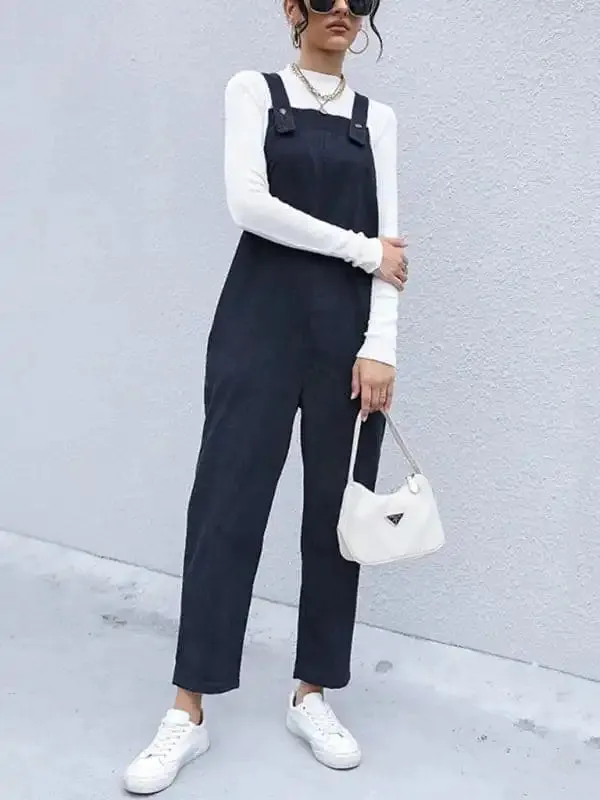 Women’s Corduroy Pants Loose Solid Color Overalls