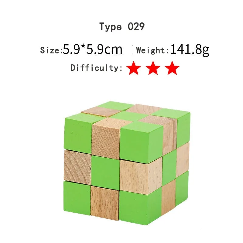 Wooden 3D Clicking Building Blocks Puzzles Stress Reliever Unlocking Toys for Girls Boys Early Education Children Kids Adult Toy