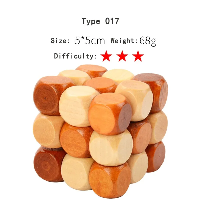 Wooden 3D Clicking Building Blocks Puzzles Stress Reliever Unlocking Toys for Girls Boys Early Education Children Kids Adult Toy