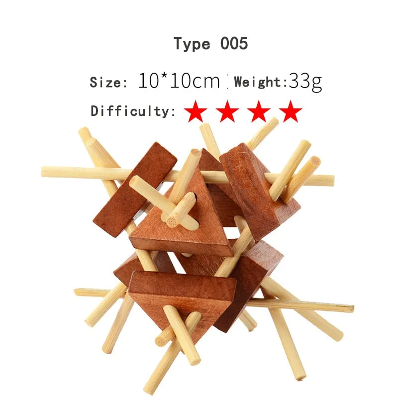 Wooden 3D Clicking Building Blocks Puzzles Stress Reliever Unlocking Toys for Girls Boys Early Education Children Kids Adult Toy