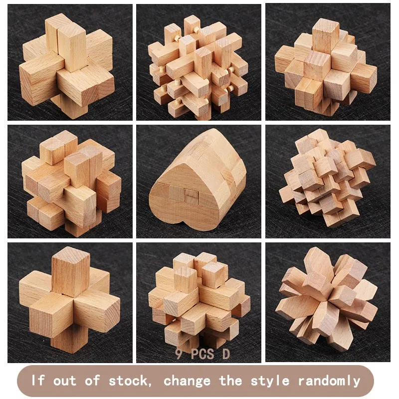 Wooden 3D Clicking Building Blocks Puzzles Stress Reliever Unlocking Toys for Girls Boys Early Education Children Kids Adult Toy